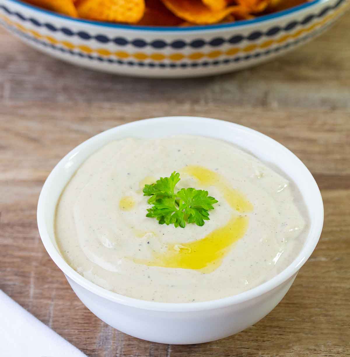 Middle Eastern tahini sauce in a bowl.