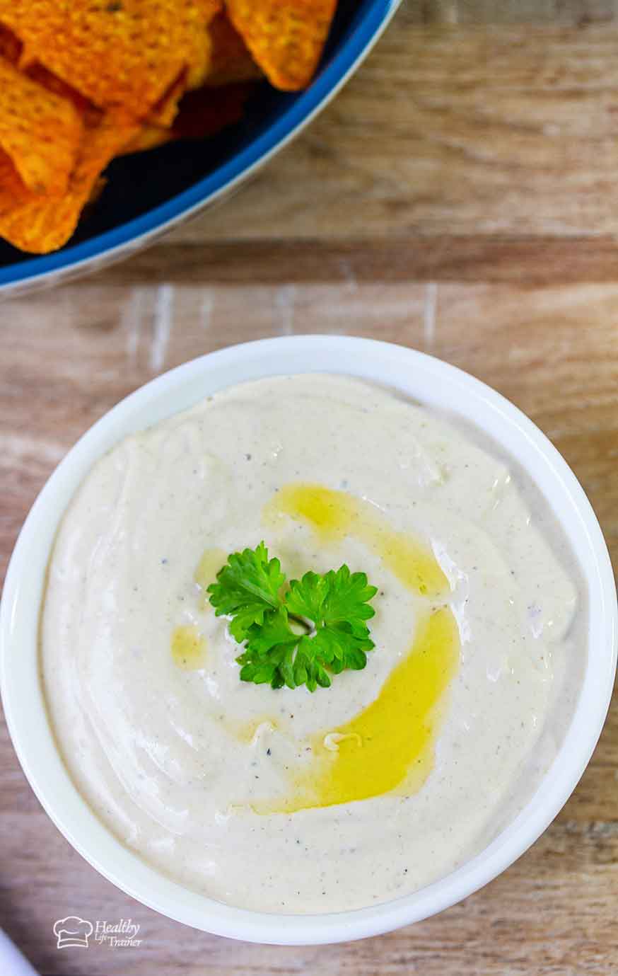 Tahini sauce in a bowl.