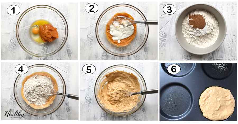 Photo steps of how to make fluffy pumpkin pancakes.