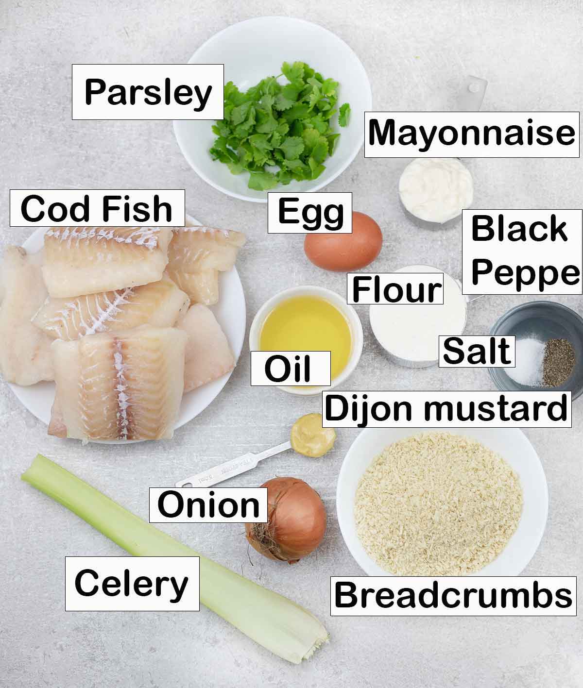 labeled ingredients on table.