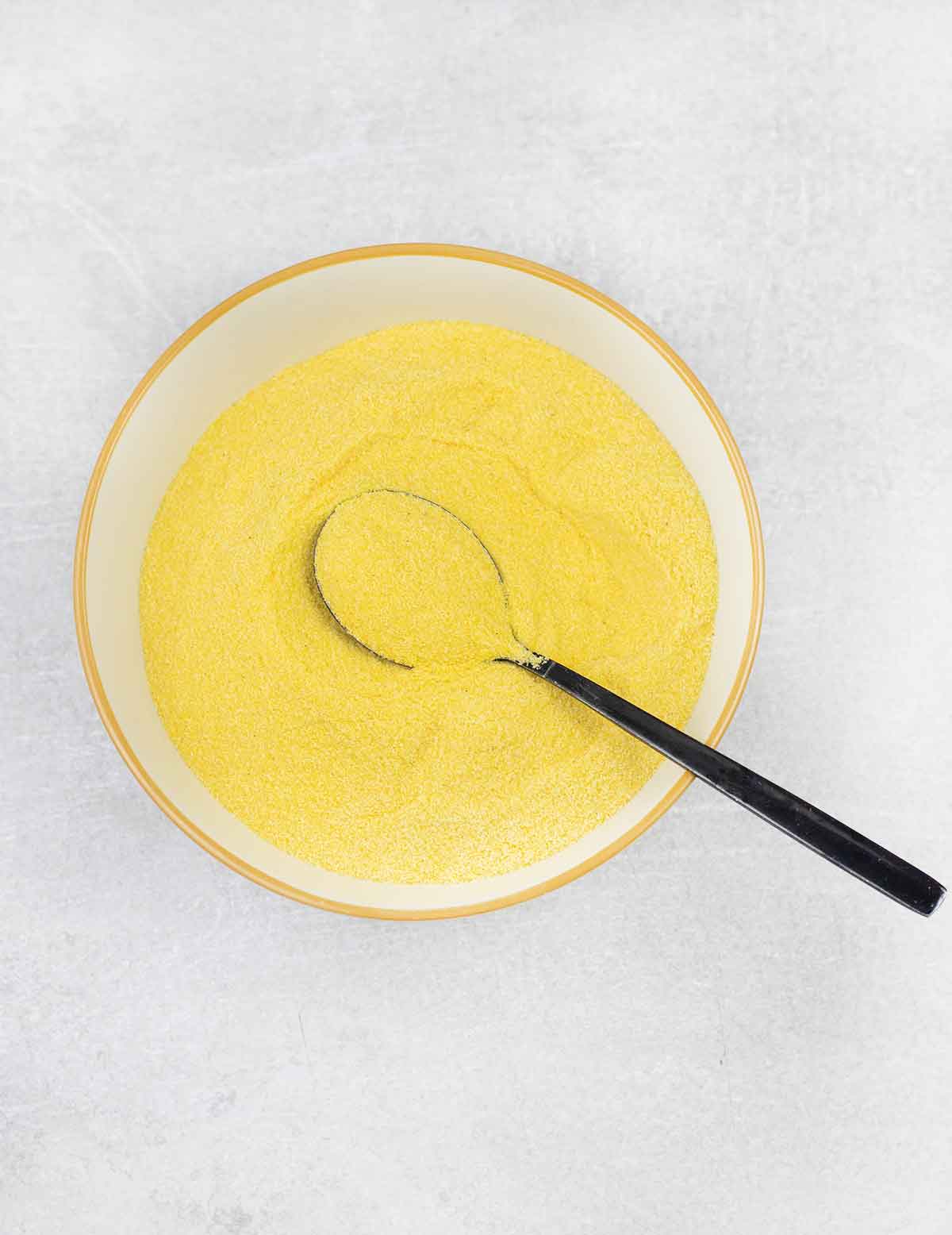 Homemade cornmeal in a bowl.