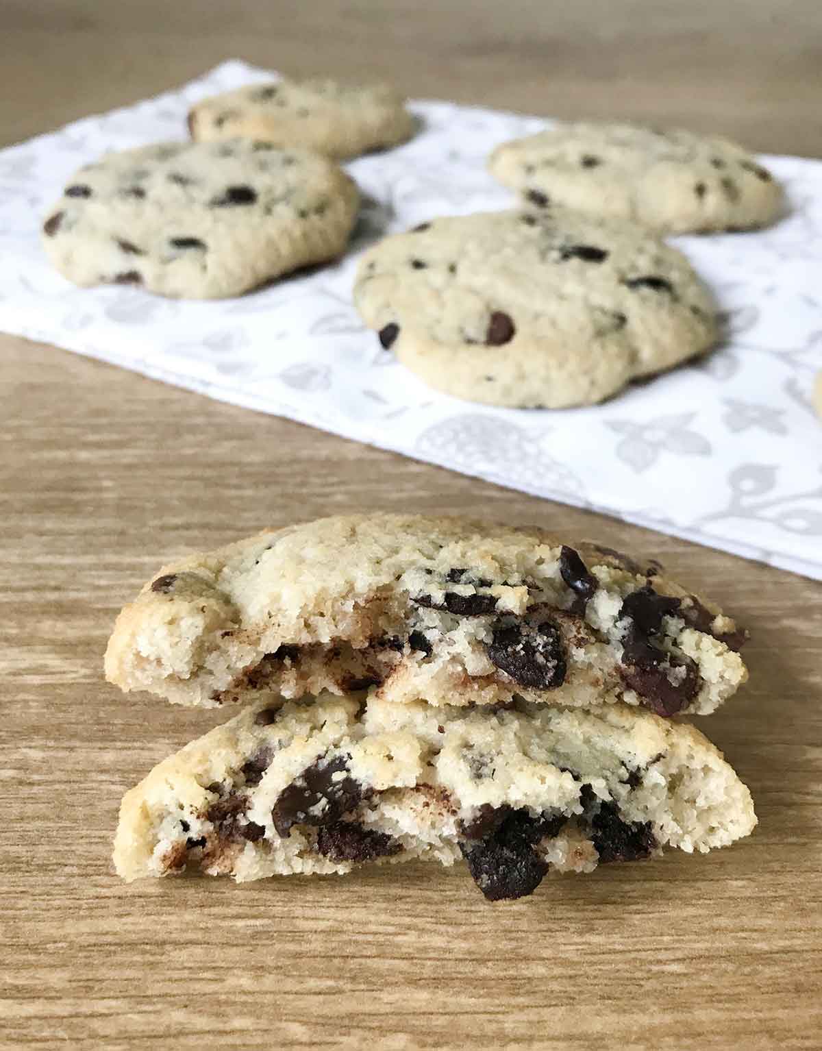 Cut one of the best keto chocolate chip cookies.