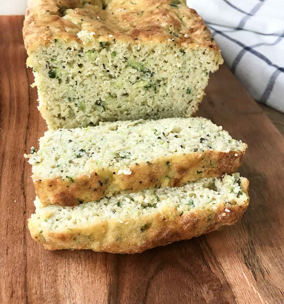 Keto zucchini bread slices.