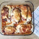 No noodle keto eggplant lasagna in a baking pan.