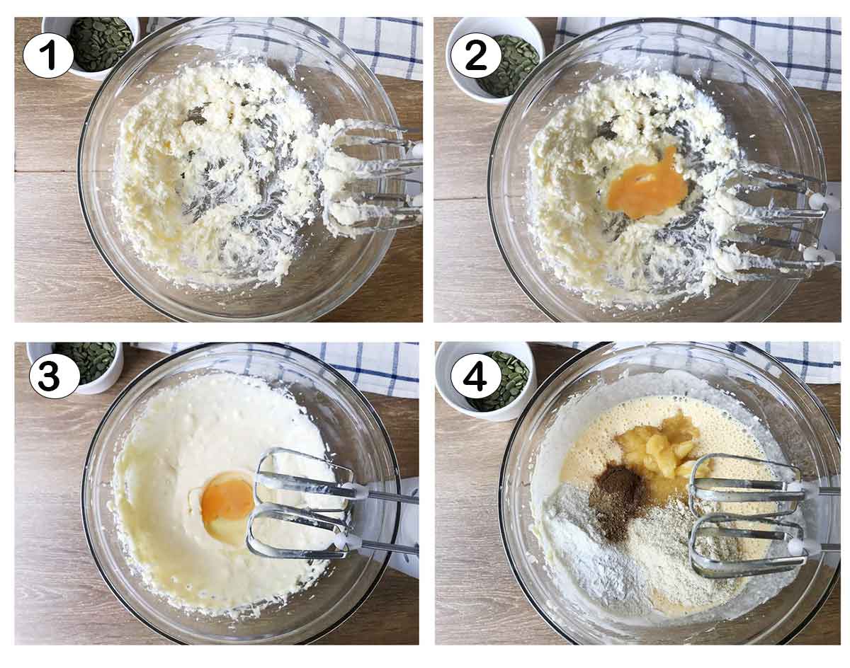 Steps of making the pumpkin cake with almond flour photos.