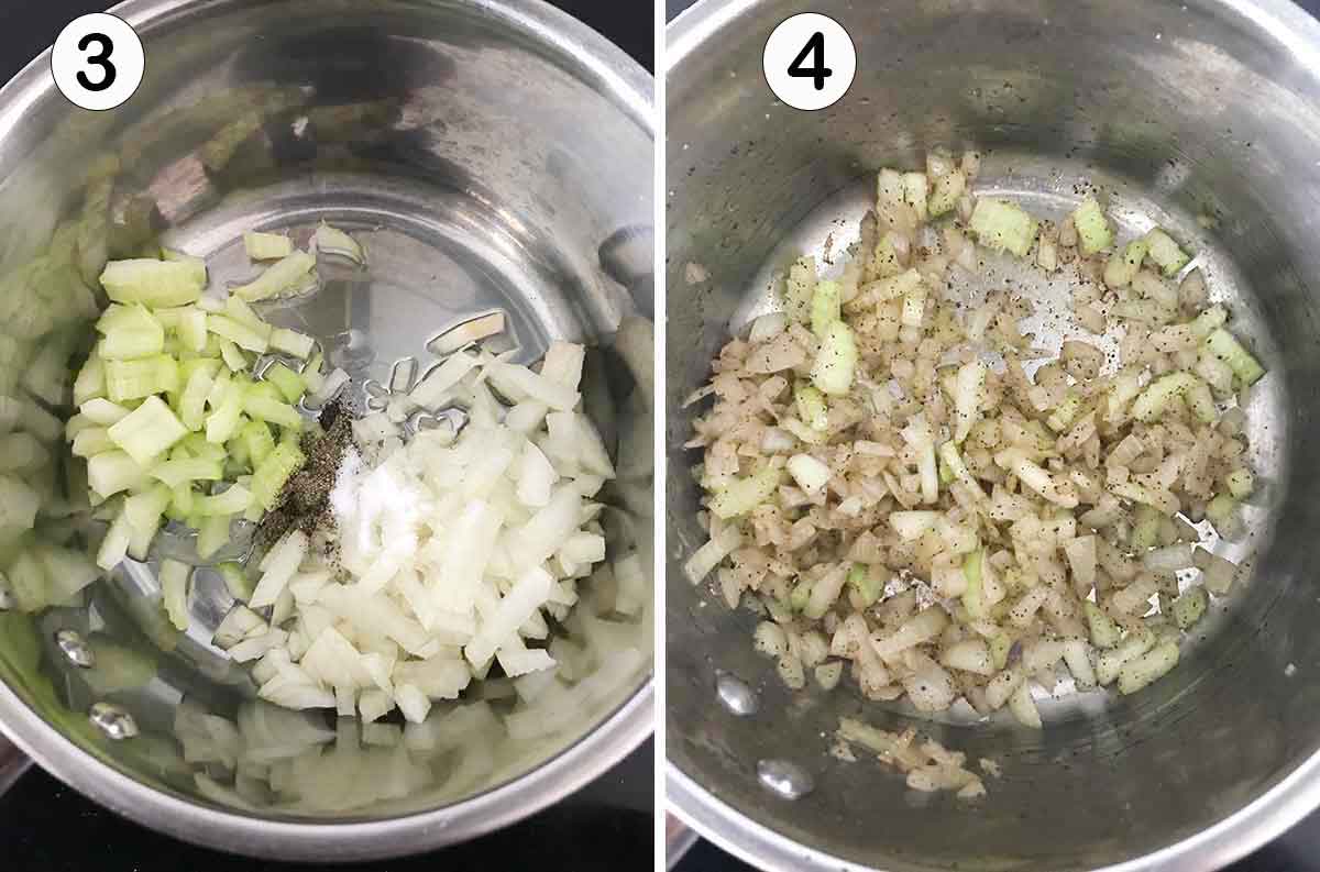 Sauté onion and celery until softened.