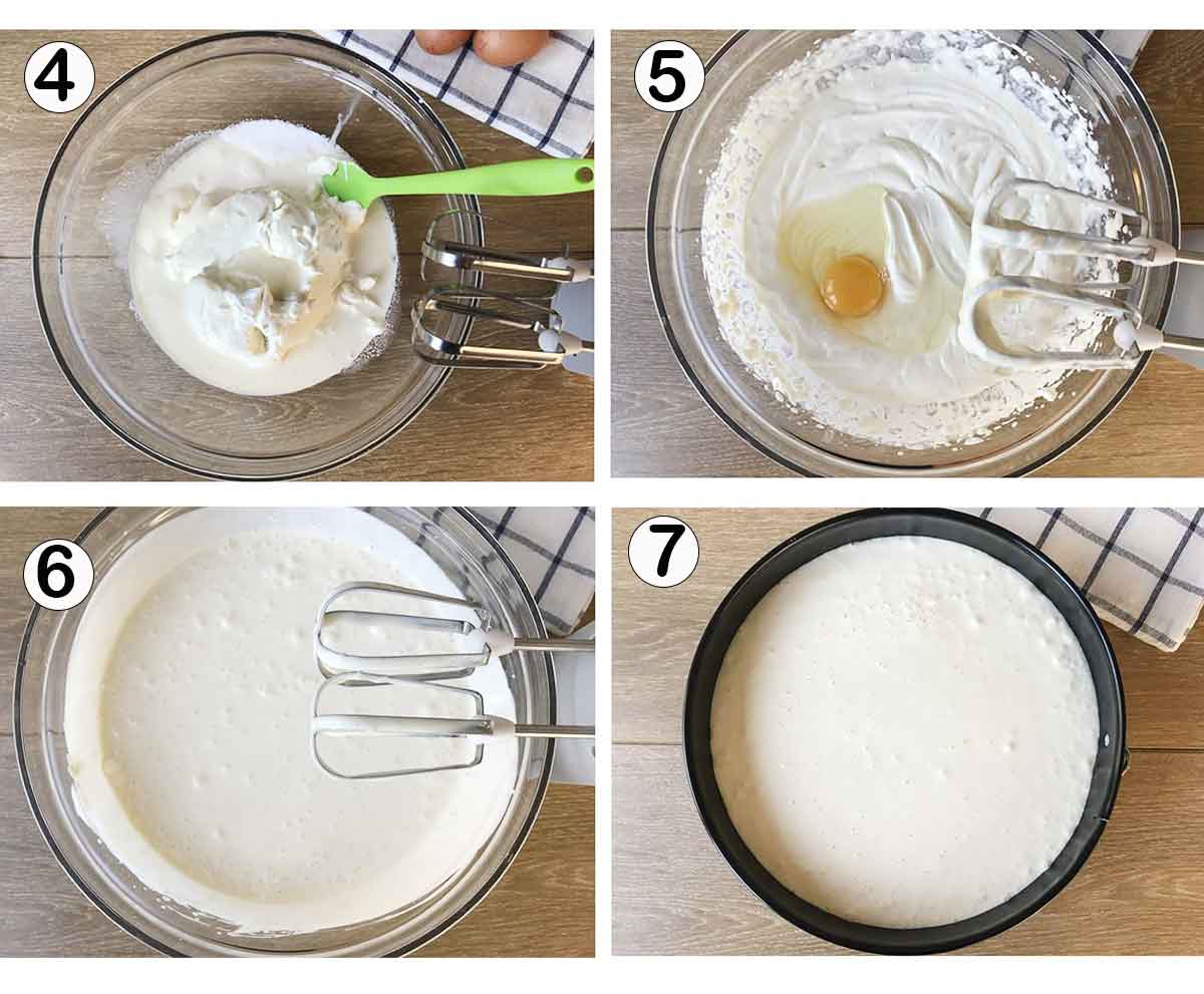 Steps of making the Philadelphia sugar free cheesecake filling.