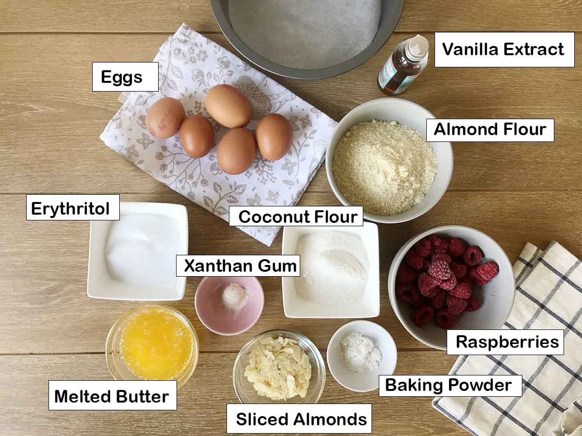 Labeled ingredients on table.