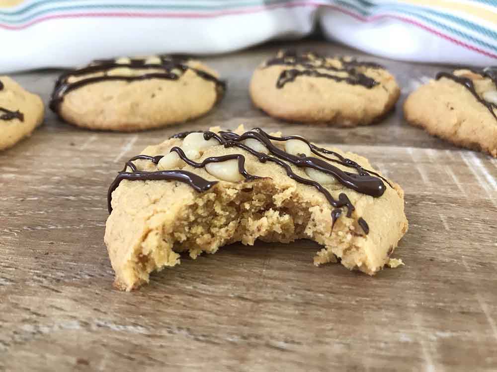 Eat one of the keto coconut flour peanut butter cookies.