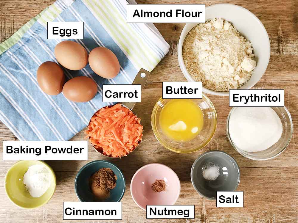 Labeled ingredients on table.