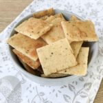 Gluten free, keto cheese crackers in a bowl.