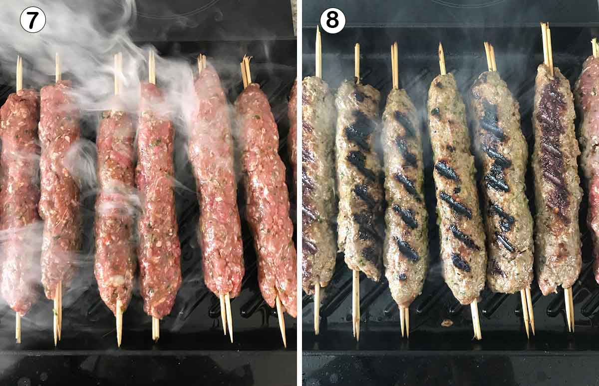 Add the meat skewers on a preheat the grill and cook.