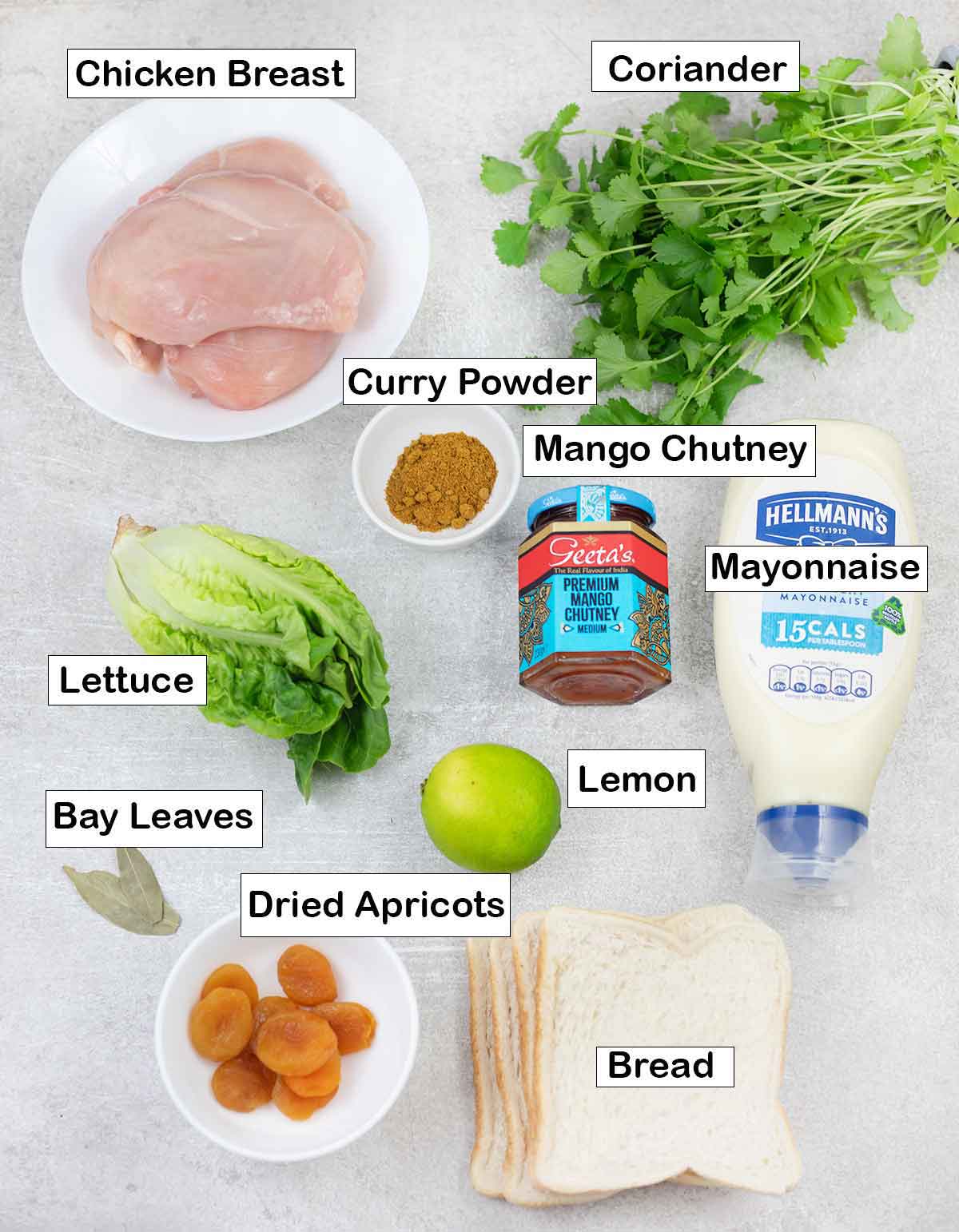 All the ingredients needed for the recipe.