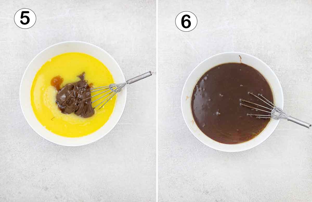 Mix in the Nutella and the vanilla extract until well combined.