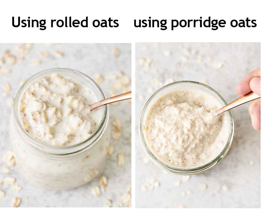 Overnight oats texture when using rolled oats vs porridge oats.