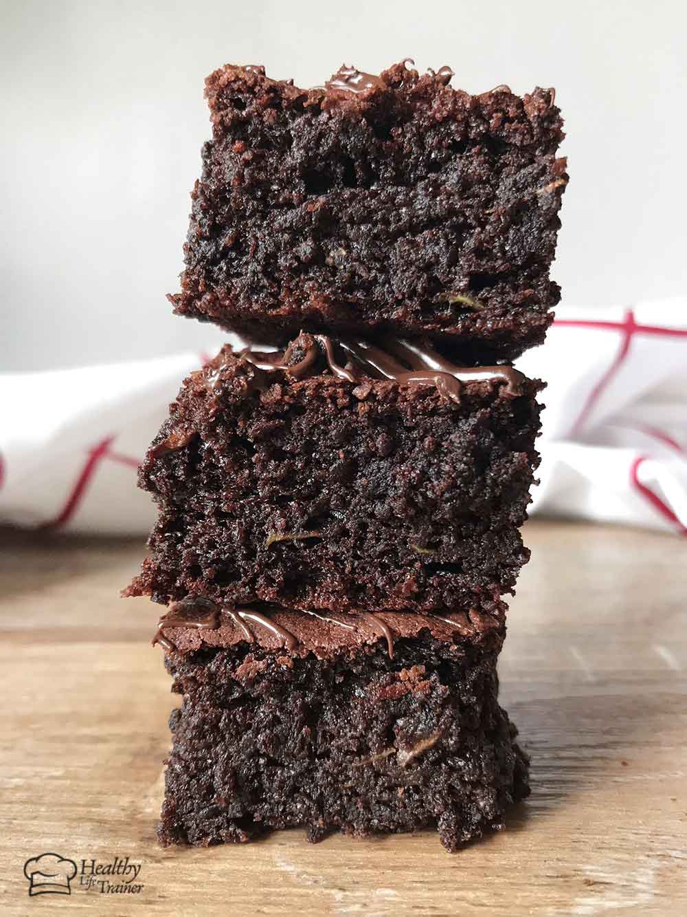 Low-carb zucchini brownies on top of each others.
