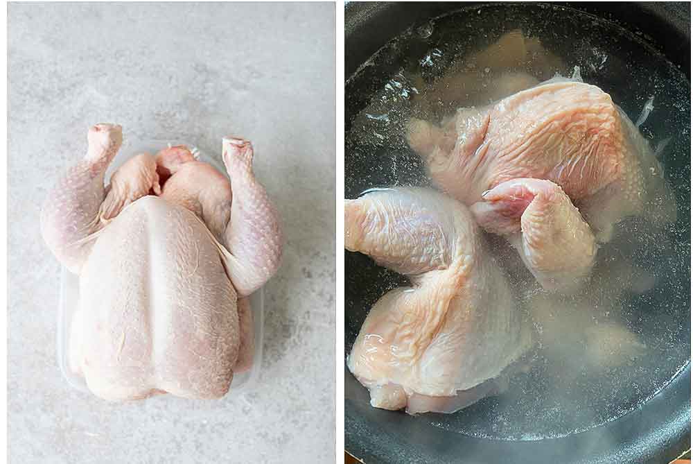 Fill a large pot with water and add the chicken.
