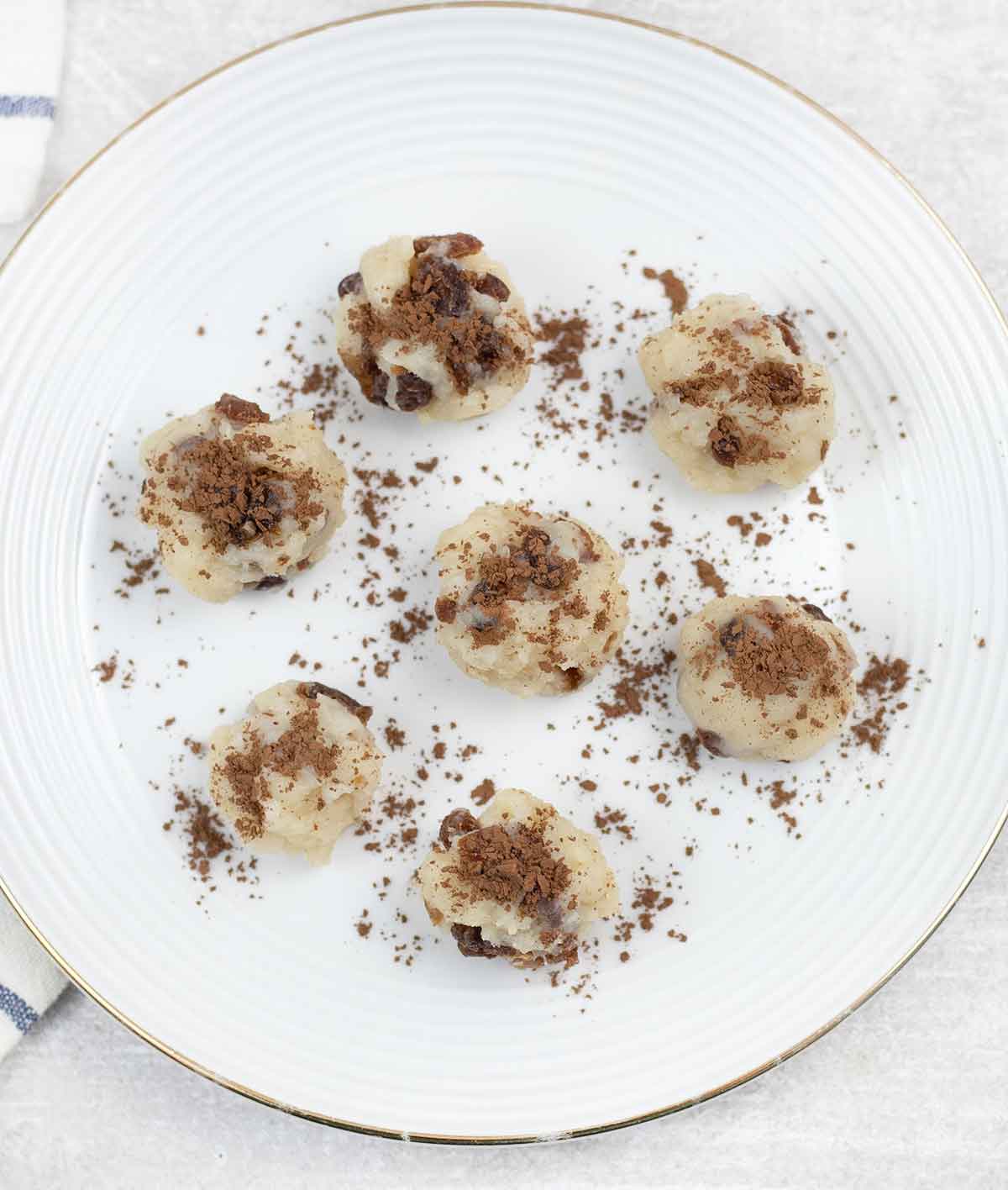 TikTok milk balls in a serving plate.