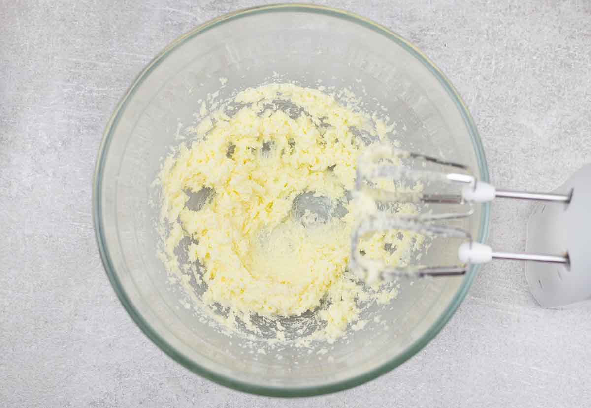 cream the butter and sugars with an electric mixer until fluffy.