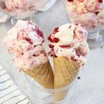 Red Velvet Ice Cream in 2 cones.