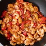 Sweet and Sour Shrimp in a skillet.