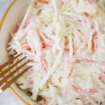 creamy coleslaw in a bowl.