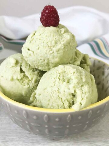 Keto Avocado Ice Cream in a bowl.