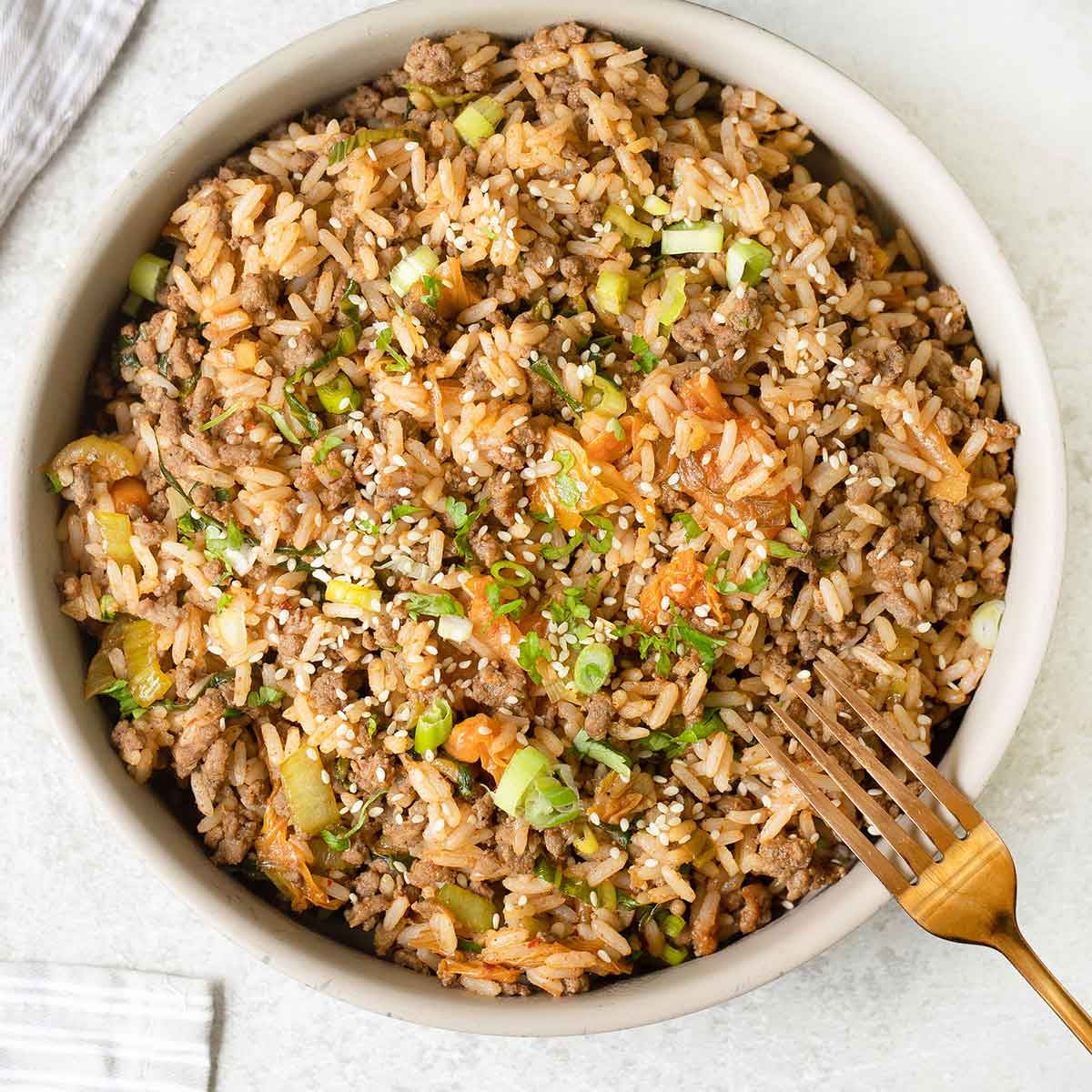 Kimchi Fried Rice With Ground Beef-image