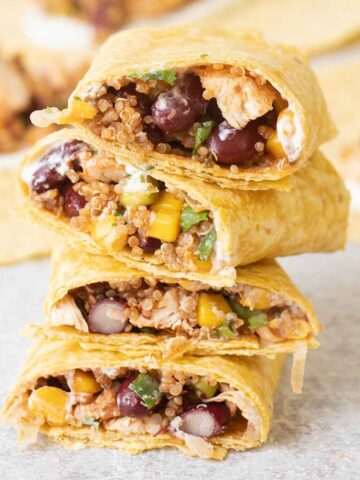 Mexican Chicken Quinoa Wraps on top of each others.