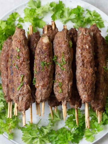 Egyptian Kofta Kebab on a serving plate.