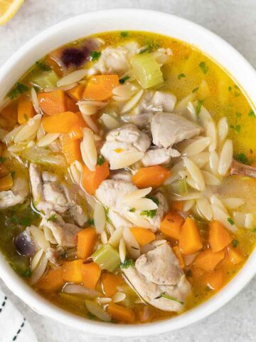 Lemon chicken orzo soup.