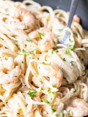 Garlic Shrimp Pasta in a creamy sauce.