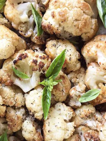 vegan garlic roasted cauliflower.