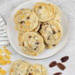 Butter crunch cookies and some cornflakes and pecans.