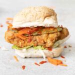 Fried chicken burger sandwich.