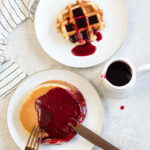 Blackberry Simple Syrup on top of waffle and pancakes.
